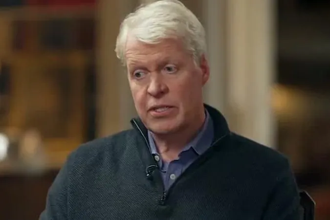 Earl Spencer, Princess Diana's brother, speaking to the BBC in a library at Althorp