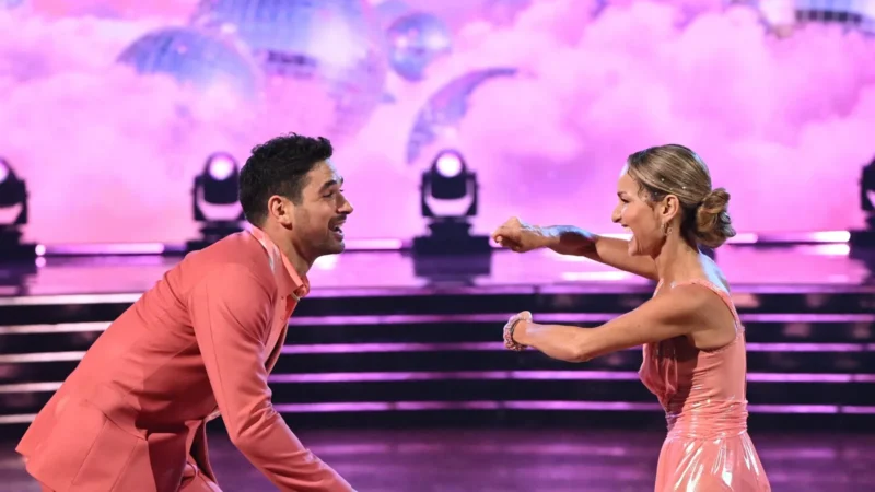 Giada De Laurentiis smiles while dancing with pro partner Alan Bersten on Dancing With the Stars season 35