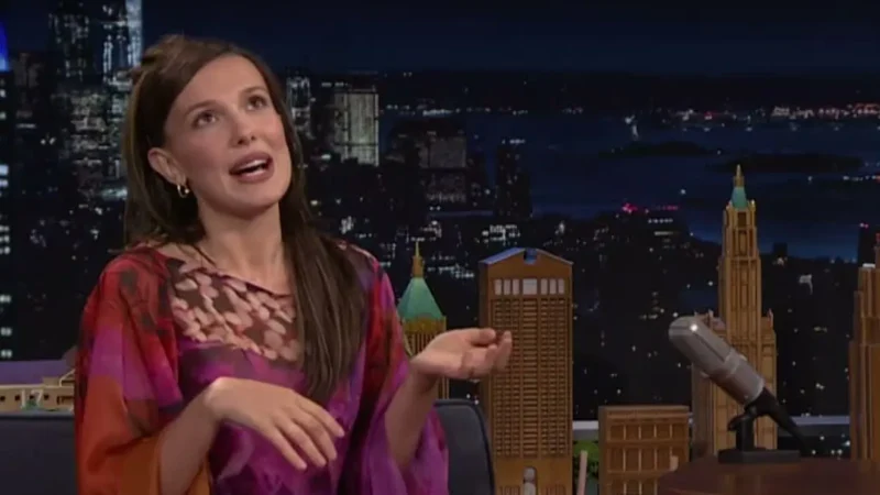 Millie Bobby Brown speaking during an interview on The Tonight Show Starring Jimmy Fallon