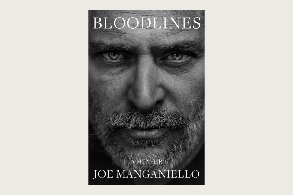 Cover of Bloodlines: A Memoir by Joe Manganiello, a black-and-white close-up of his face